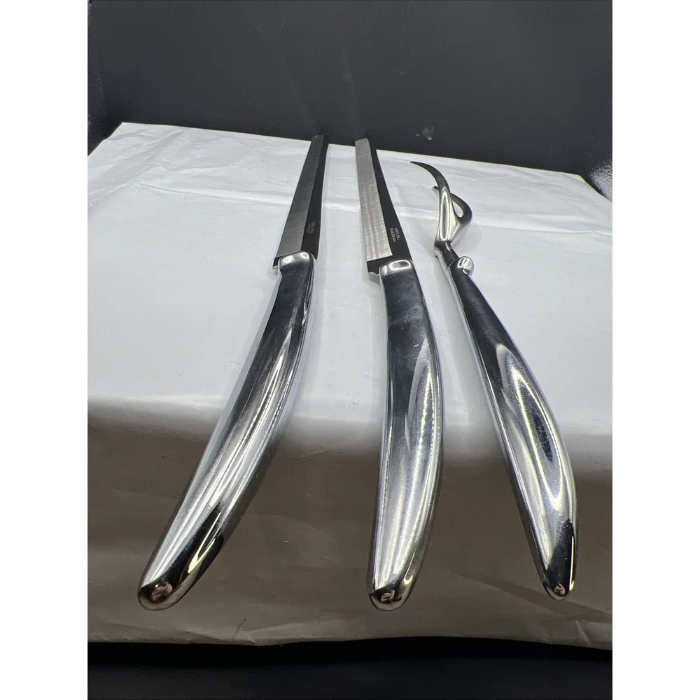 Vtg Carvel Hall 3 Piece Master Carving Set Stainless Steel 2 Knives 1 Meat Fork